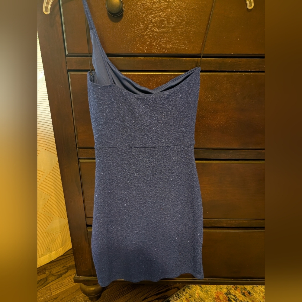 Windsor Midnight Blue Textured One-Shoulder Dress